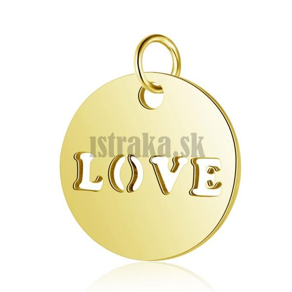 Prvesok placka LOVE 12mm zlat nerez