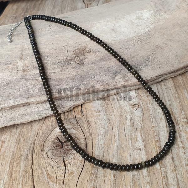 Nhrdelnk choker rondelky 4x2mm obsidin zlat