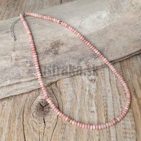 Nhrdelnk choker rondelky 4x2mm rodonit ruov